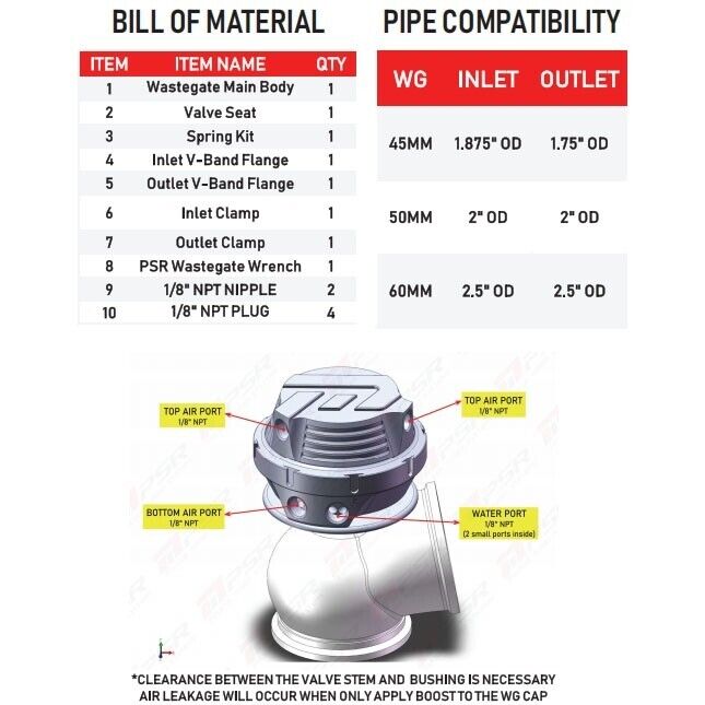 PSR 38mm 2-Bolt External Wastegate