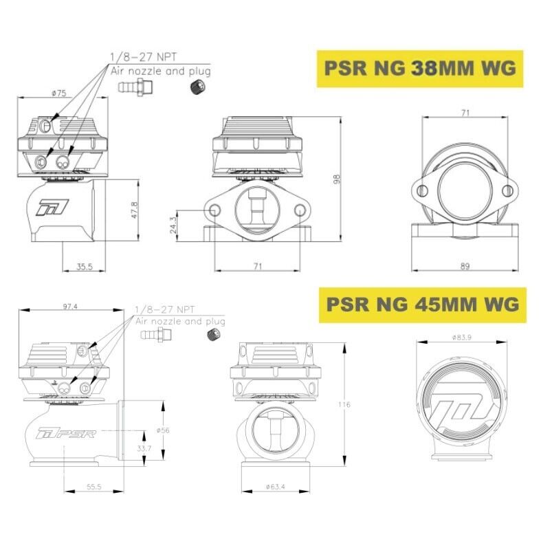 PSR 38mm 2-Bolt External Wastegate