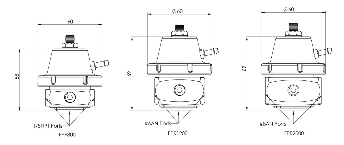 FPR2000 Fuel Pressure Regulator Suit -8AN (Black)